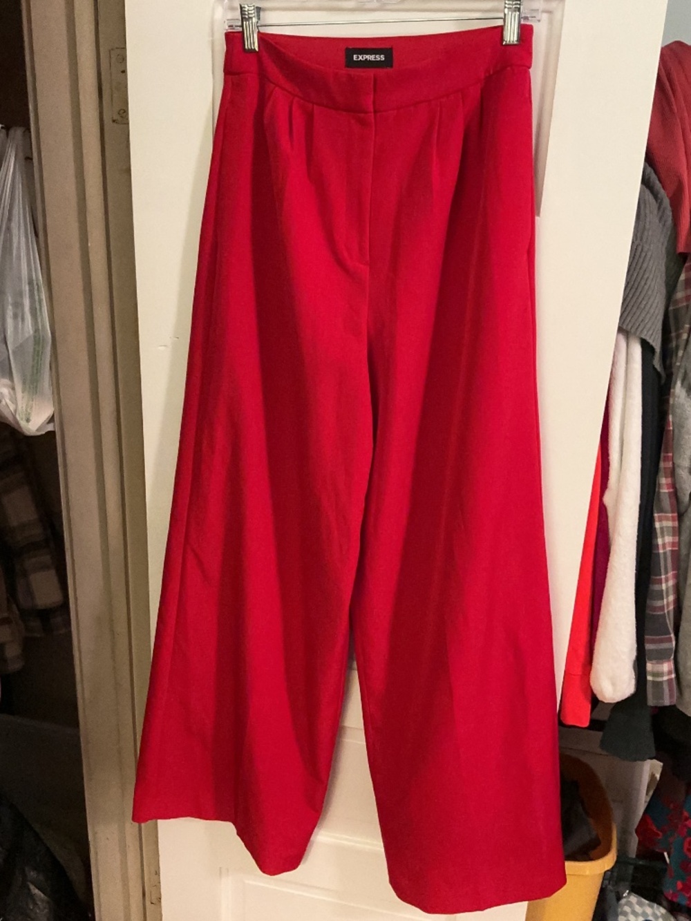 Express Red High Rise Wide Leg Trouser Pants - Picture 2 of 9